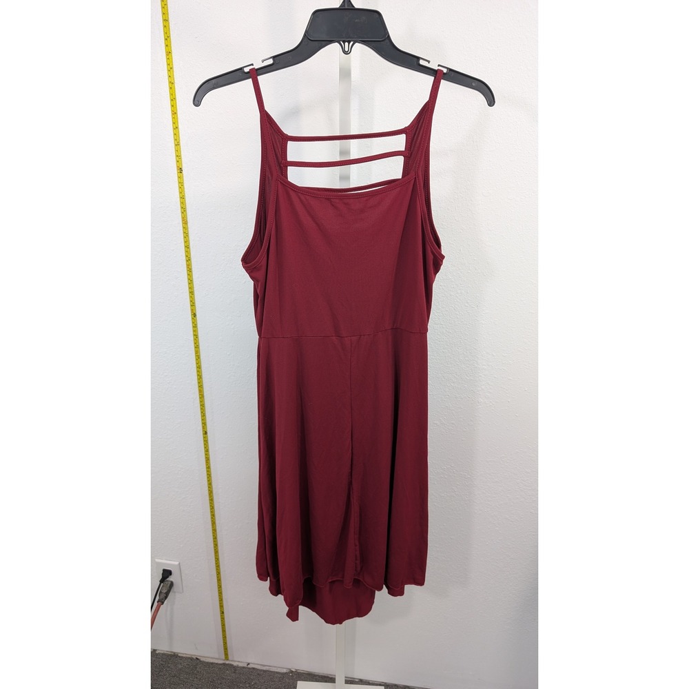 SHEIN Curve‎ Burgundy Ladder Strap Button Detail High Low Mini Dress Size 0XL